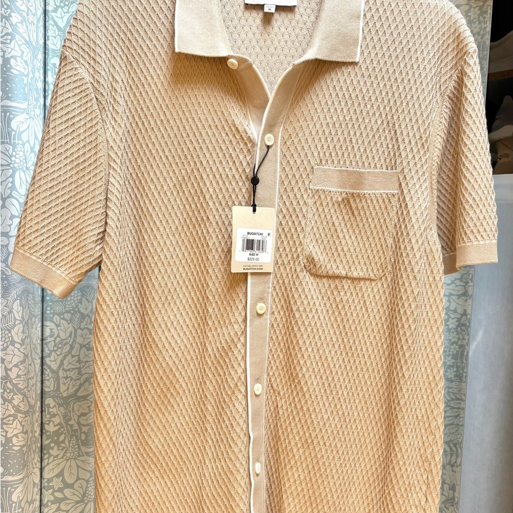 Bugatchi Beige Textured Button Down Shirt